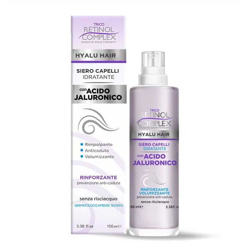 Siero Spray Capelli con Acido Jaluronico – Trattamento Volumizzante e Idratante per Capelli Danneggiati – 100 ml