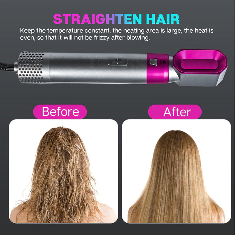 Asciugacapelli multifunzionale 5 in 1 pettine arricciacapelli bacchetta staccabile Kit spazzola per capelli piastra per capelli a ioni negativi