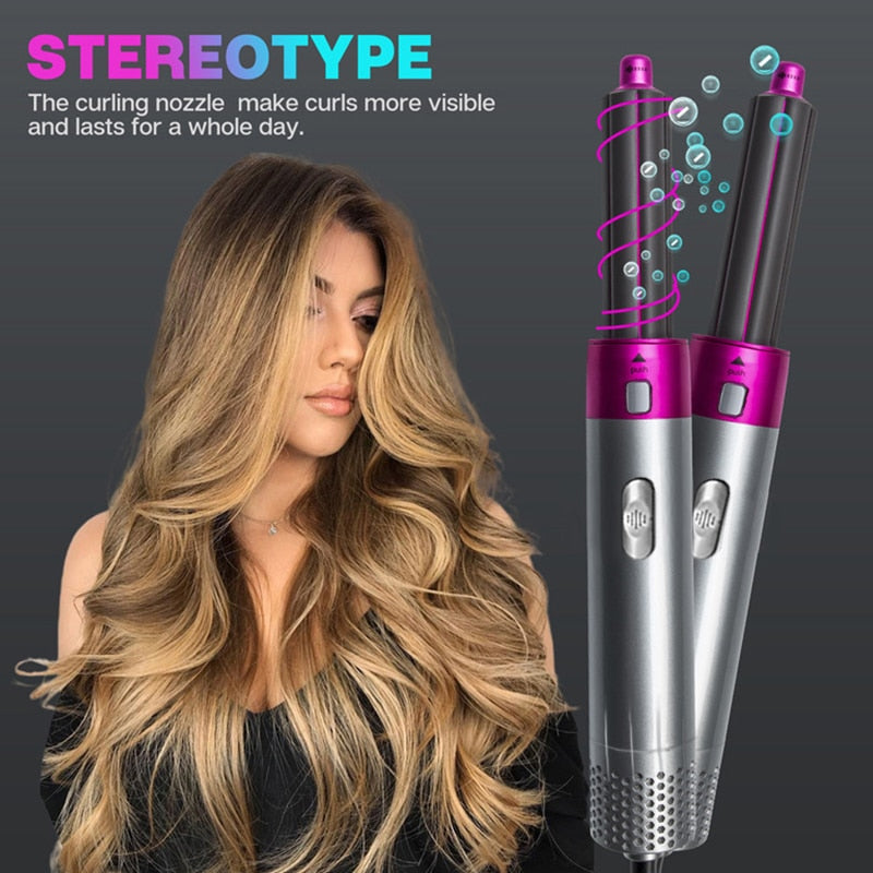 Asciugacapelli multifunzionale 5 in 1 pettine arricciacapelli bacchetta staccabile Kit spazzola per capelli piastra per capelli a ioni negativi