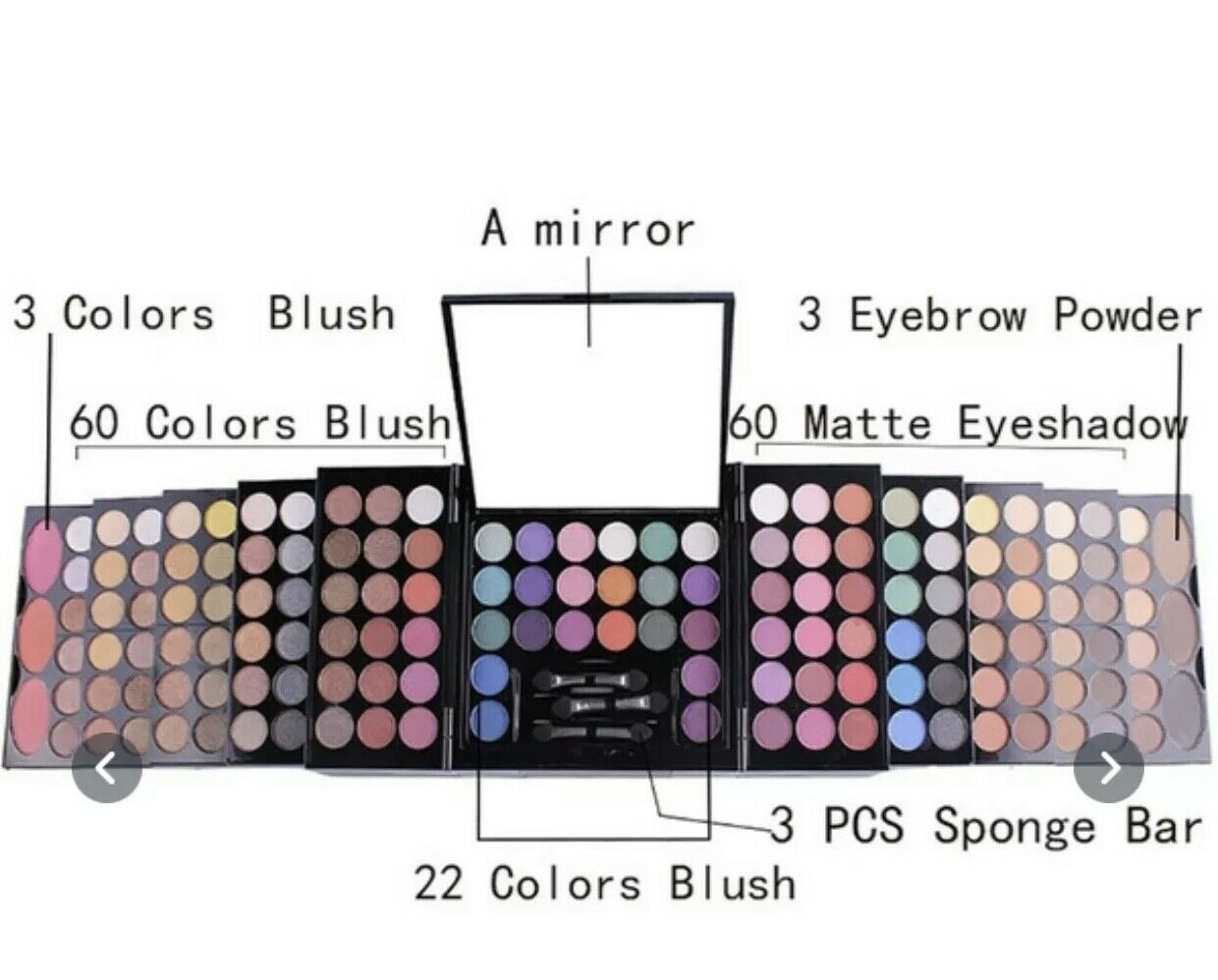 Miss Rose Ombretto Kit Make-up Trousse 142 Colori Box Professional